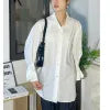 Spring and Summer New Women Shirt Cotton Loose Long-sleeved Lapel Shirt