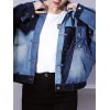 Patchwork Single Breasted Coats For Women Lapel Long Sleeve Hit Color Spliced Pockets Denim Coat Female Fashion New