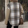 Collar pocket checkered shirt style khaki jacket